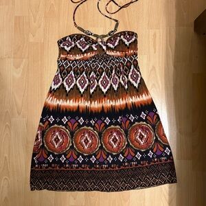 Trixxi Strapless Dress with Earthy Tones